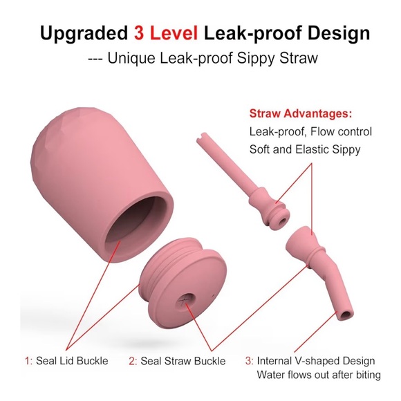 Seposeve 2 pack Silicone Straw Cups, pink, purple, 4oz - Picture 3 of 11